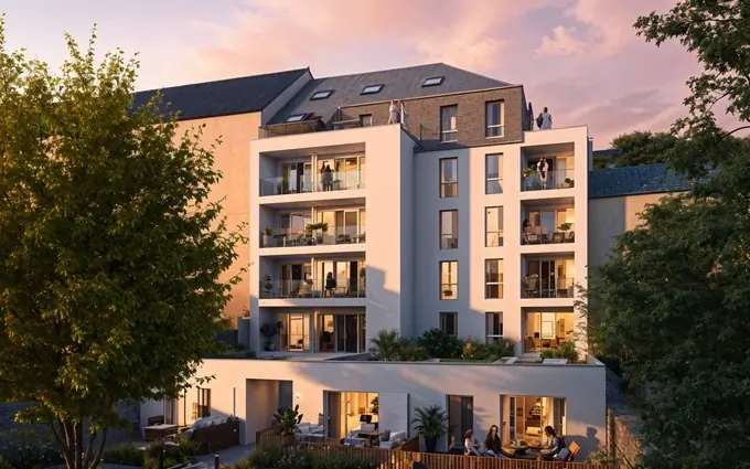 Nantes quartier Hauts Pavés au pied du tramway à Nantes