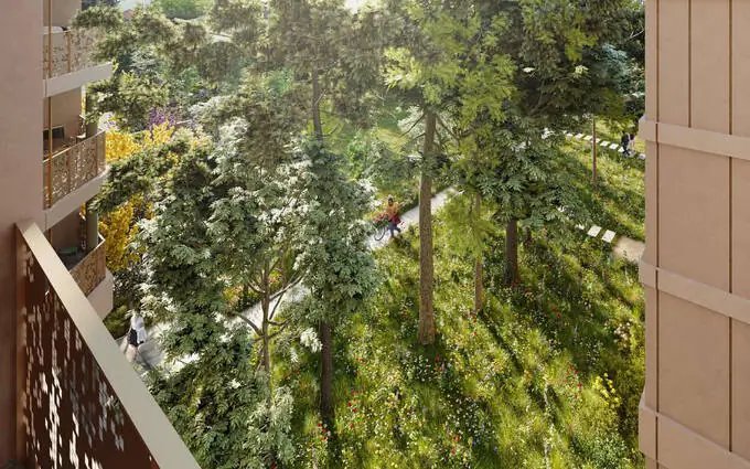 Bron quartier de la Clairière proche tramway T2 à Bron